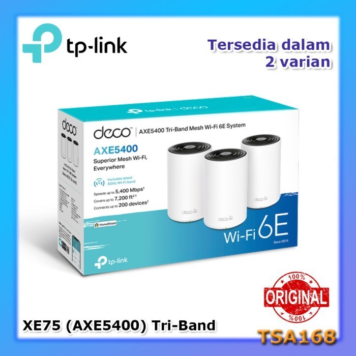 New TP-Link Deco XE75 AX5400 AXE5400 WiFi 6E Tri-Band AI Mesh 3Pack TPLink