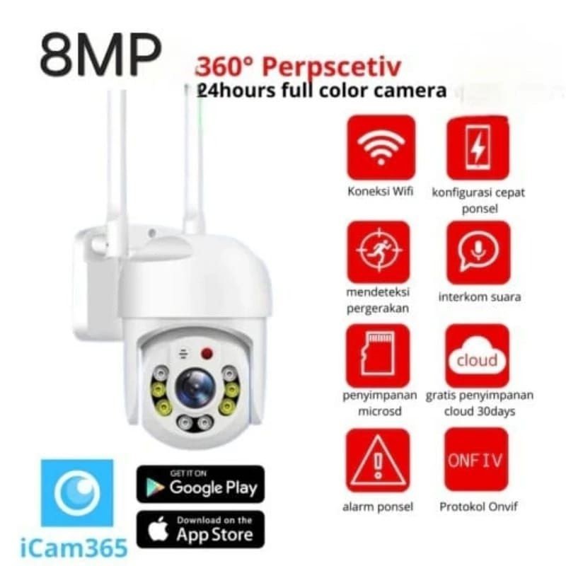 CCTV icam365 YH-Q03S Outdoor smart CCTV PTZ Wifi IP Camera icam 365 waterproof Pantau Jarak Jauh wir