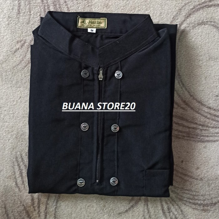 Jubah Pria Jumbo Jubah lengan pendek pria Arab TERBARU / COD gamis lengan pendek pria - Hitam, M Bis