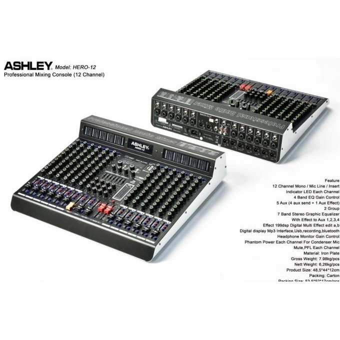 Mixer Audio Ashley 12 Channel Ashley Hero 12 Hero12 Original