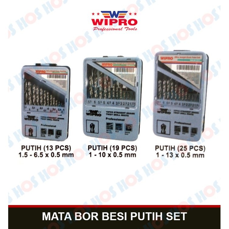 ___] Mata Bor Besi Putih Set Wipro