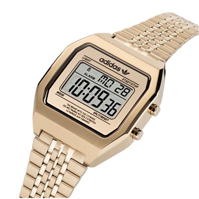 Adidas Original Aost22074 Digital Two Jam Tangan Unisex Gold Vintage