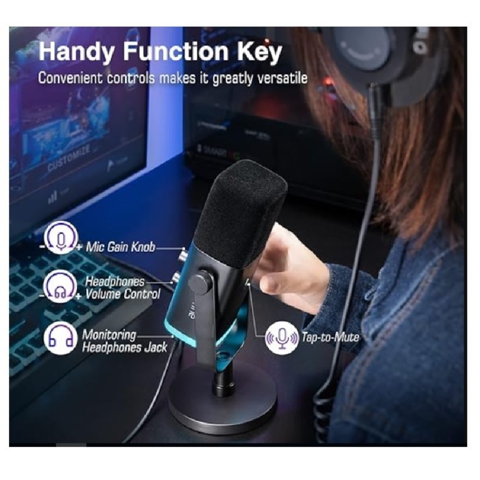 Mic Fifine Am8 Ampligame Dynamic Usb Xlr Rgb Podcast Streaming