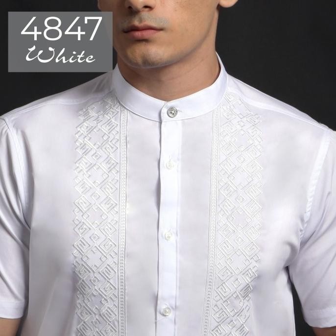 Casella Baju Koko Pria Lengan Pendek | Baju Koko Putih Lengan Pendek