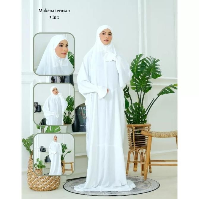 Mukena Terusan Parasut Korea Tas Serut Mukena Motif Polos Terbaru Murah Berkualitas