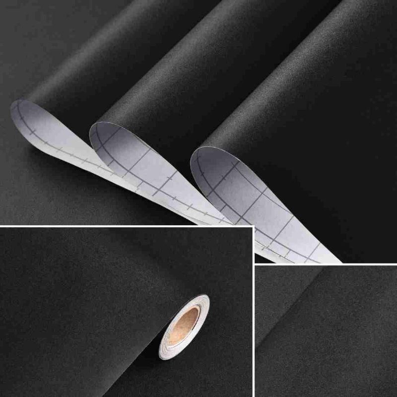 Wallpaper Dinding Hitam Polos (-+)8meter x 45cm