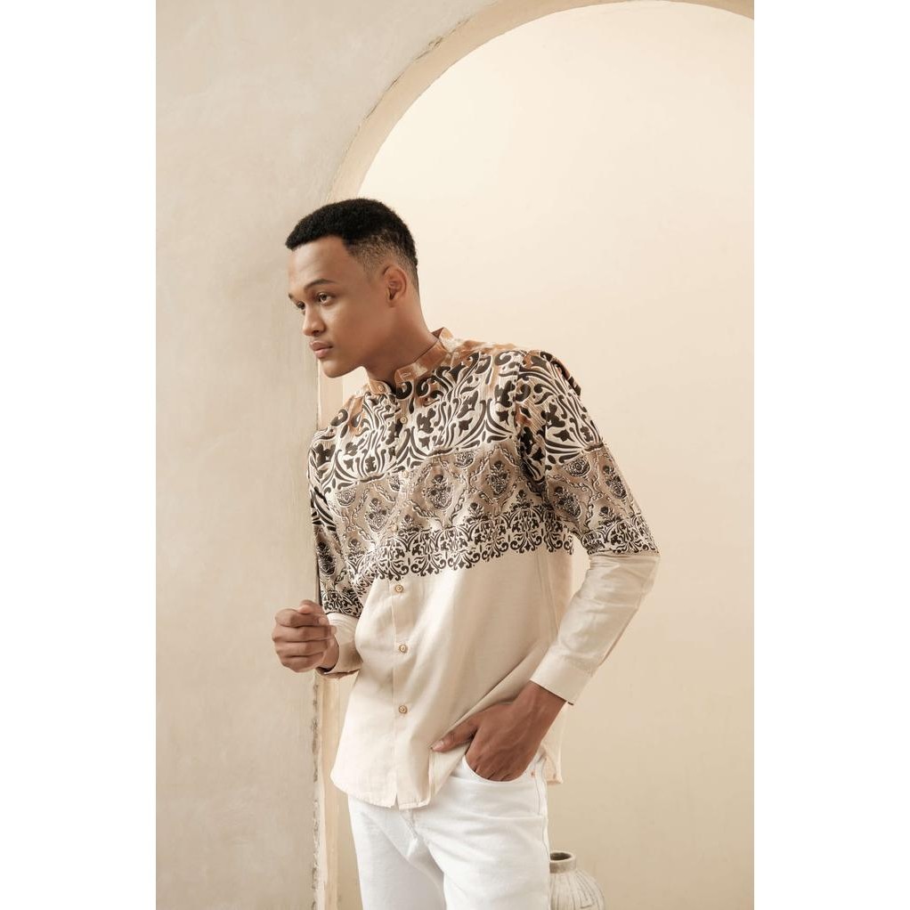 Larusso Kemeja Koko Printing Panjang Larough - Beige Brown