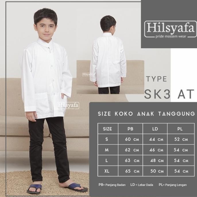 Baju Koko Anak Smp / Tanggung / Remaja Putih Merk Hilsyafa Bukan Ammu