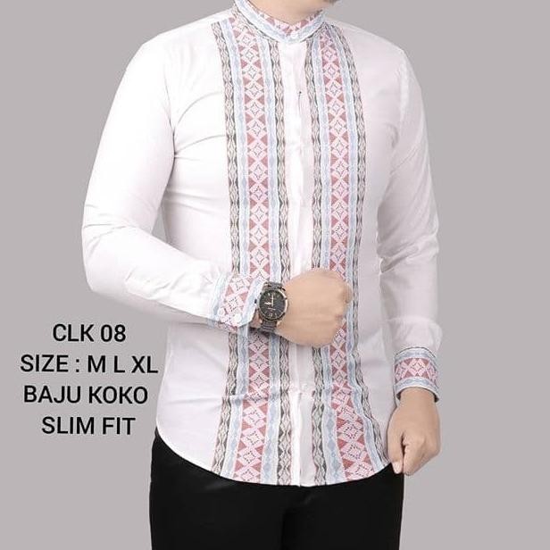 Baju Koko Pria Slim Fit Putih Lengan Panjang Clk08