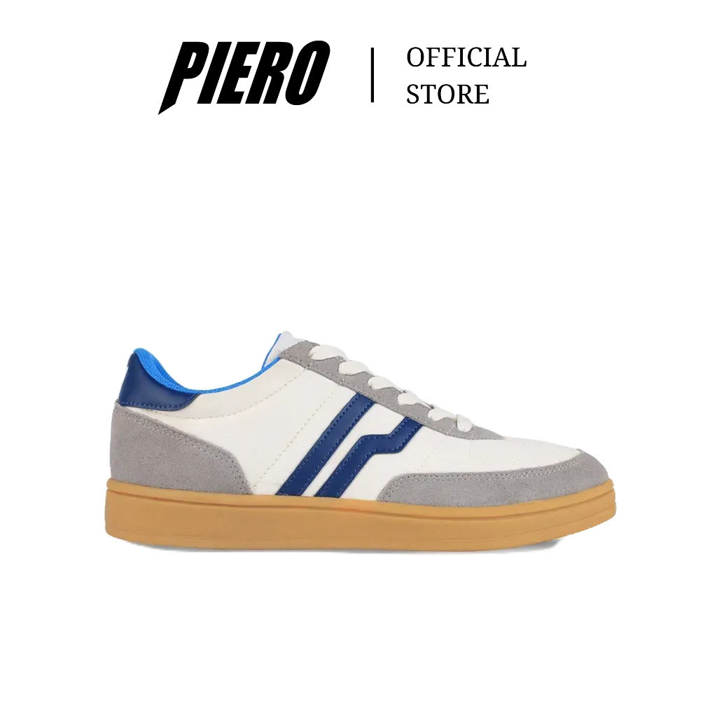 PIERO SEPATU SNEAKERS PRIA DERBY WHITE NAVY GUM P10738
