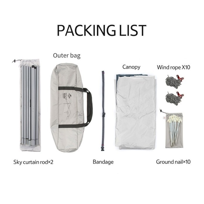 Tenda Kanopi Naturehike Nh16T012-S Medium Tarp Hexagon With Poles