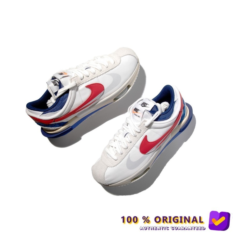 sacai x Nike Zoom Cortez 4.0 White University Red Blue - US 7 / EU 40
