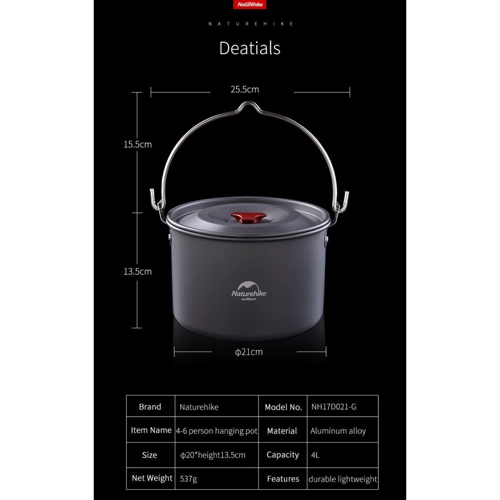 Cooking Pot Gantung Naturehike Nh17D021-G Panci Nesting Camping Ul