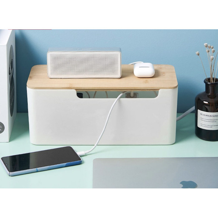 

ORGANIZER KOTAK STORAGE KABEL BOX CHARGER HP LAPTOP MEJA KAYU