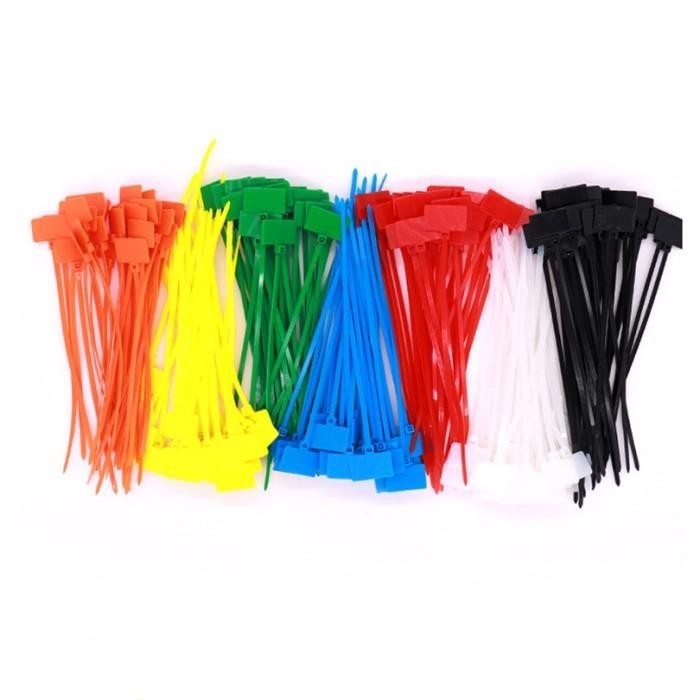 

CABLE TIES TIE ZIP PENGIKAT KABEL DENGAN TAG LABEL PENANDA WARNA WARNI