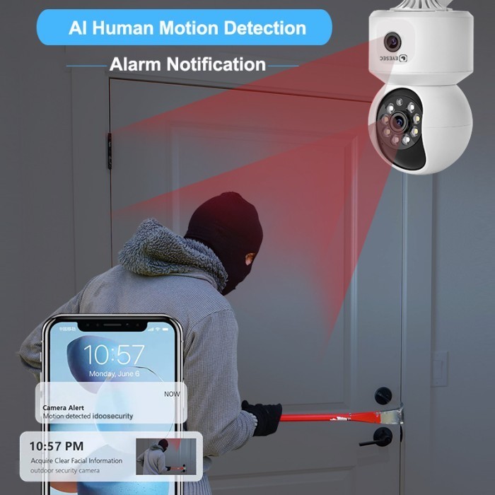 Cctv Indoor Eyesec Dual Lens 4Mp Ptz Icsee Cctv Wifi Dual Lensa