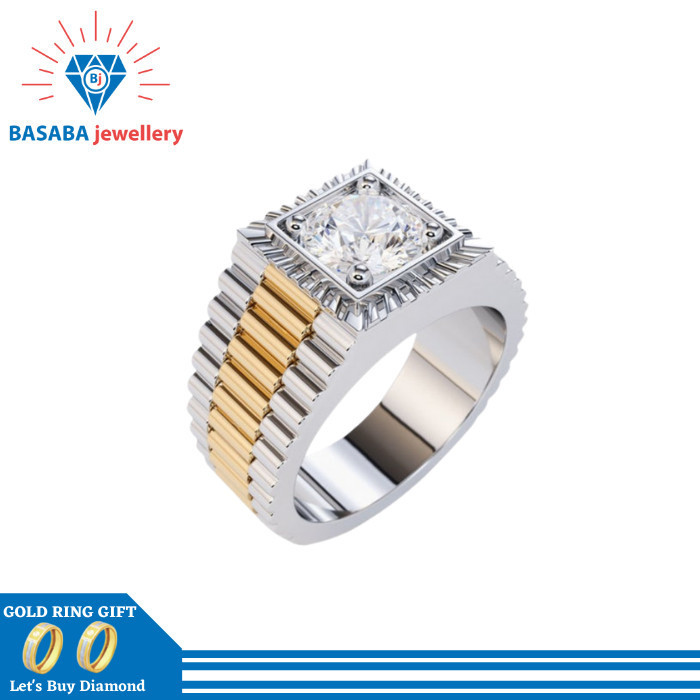 Cincin Rolex Berlian Eropa Asli / Cincin Pria Emas Asli