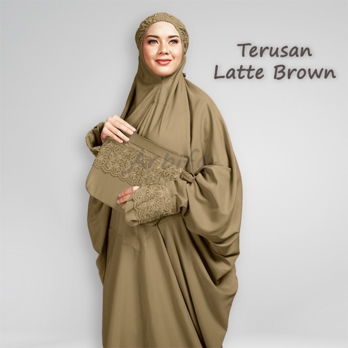 Promo MUKENA KHODIJAH TERUSAN JUMBO DEWASA MUKENA KHADIJAH SYAHRINI FULL - Latte Brown Terlaris Leba