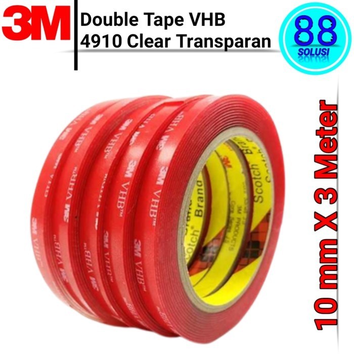 

BRG BARU Double Tape Bening 3M VHB 4910 Dobel Tip Perekat Kuat Transparan 10mm