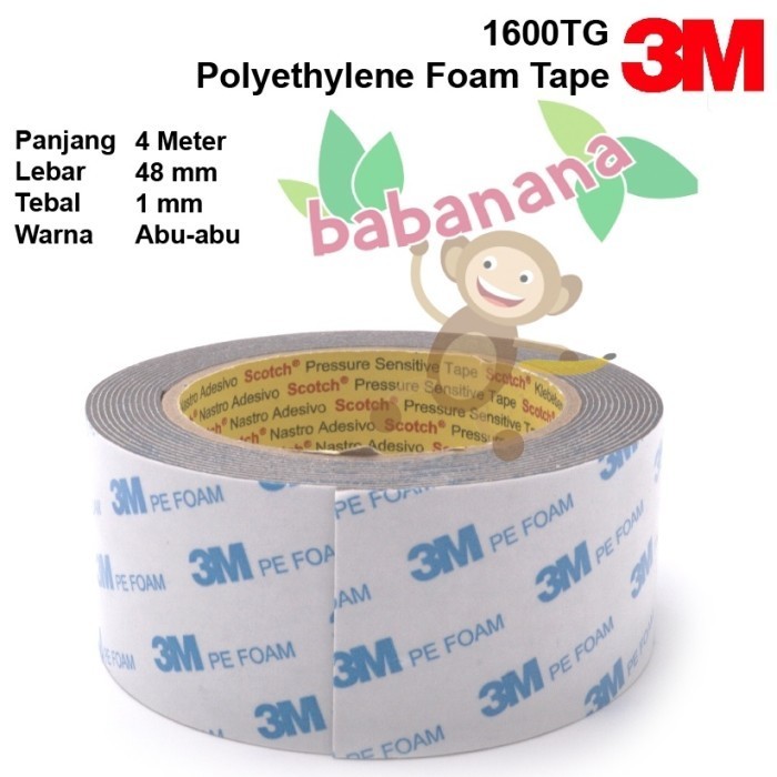 

DISKON Double Sided Tape Foam 3M 1600TG Abu-abu 4M x 48mm x 1.0mm dobel tip