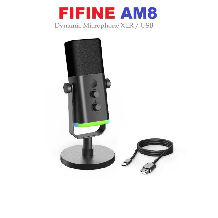 Mic Fifine Am8 Ampligame Dynamic Usb Xlr Rgb Podcast Streaming
