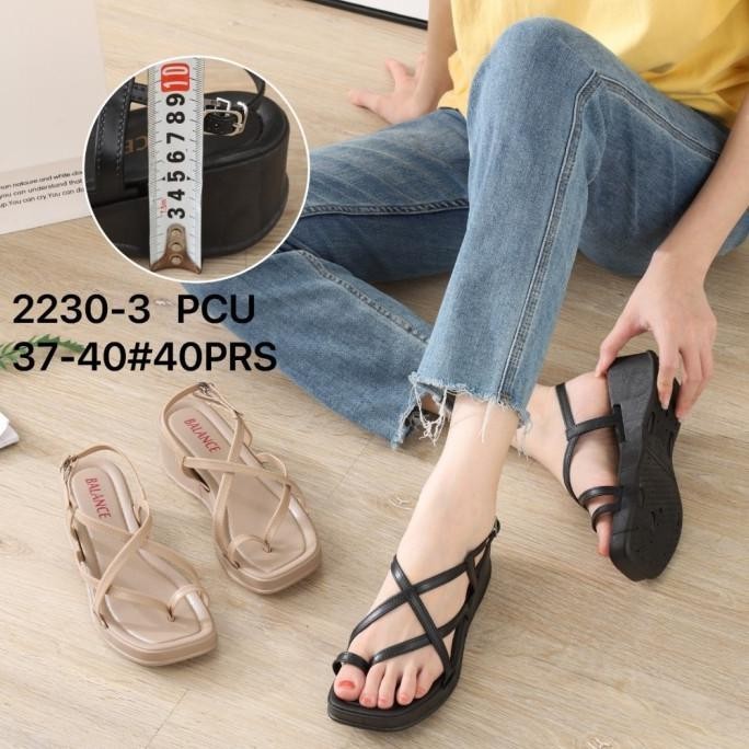 Sandal Jelly Wanita Import Karet Hak Wedges Tali Balance 2230-3