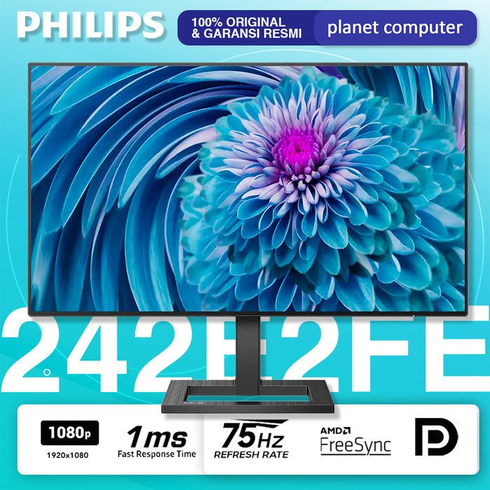 Monitor Led Philips 242E2 242E2Fe 24" Ips 1080P 75Hz Vga Hdmi Dp