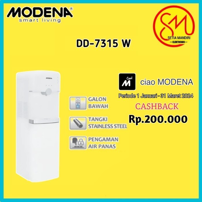 Modena Water Dispenser Dd 7315 W Galon Bawah - Putih