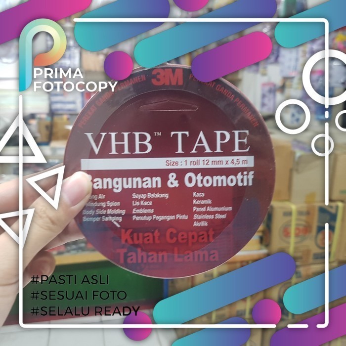 

HRG DISKON Double Tape VHB 3M ORI 12mm x 5m Double Tape Busa Foam Super Kuat