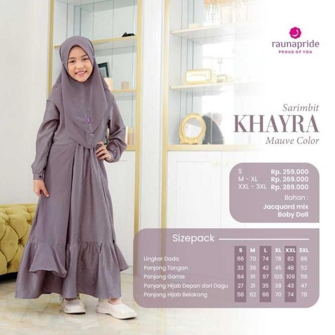 Sarimbit Khayra Mauve/ Gamis Ibu Dan Anak / Baju Manasik / Gamis Emilyspick