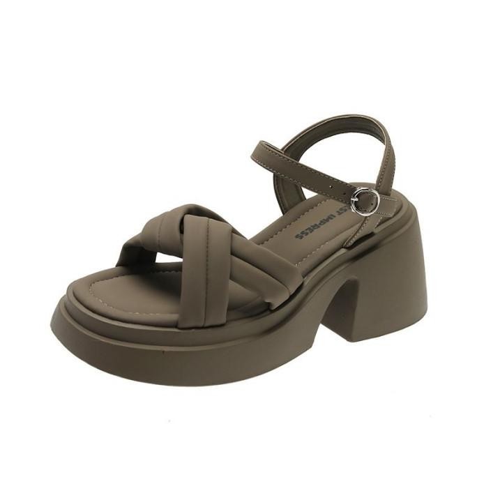 Sepatu Sendal Wedges Wanita Model Tali Hak Sol Tinggi Model Korea Baru