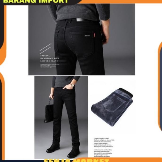 CELANA JEANS WINTER LONGJOHN MUSIM DINGIN SALJU TEBAL IMPORT PRIA