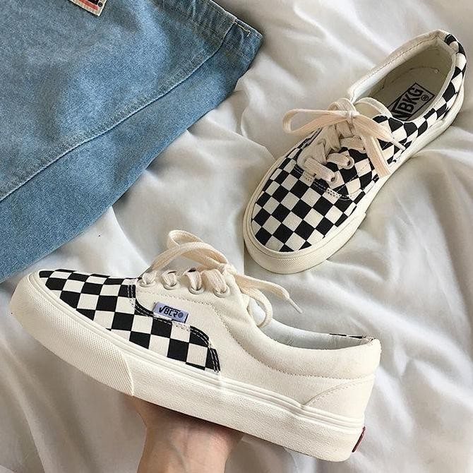 //Terbest Cani "Free Box" Siwon Sepatu Sneakers Wanita Motif Catur