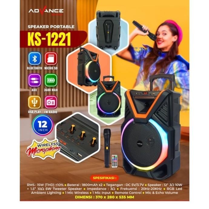 Advance Speaker Aktif Meeting Portable KS-1221 Bluetooth 12 Inch