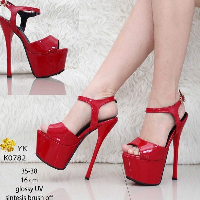 Ykshoe 0782 High Heels 16Cm Strap Shoes Import 16 Cm Heels Merah