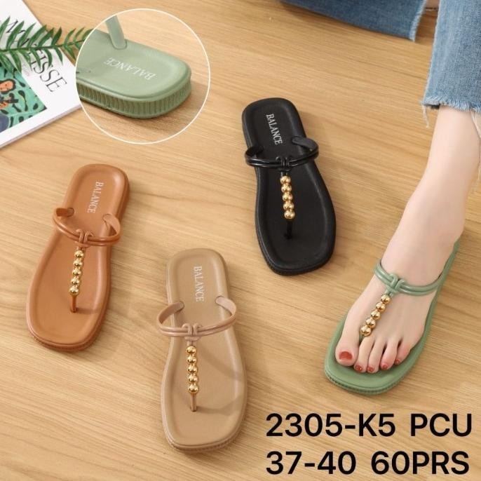 Sandal Jepit Wanita Karet Jelly Tali Mutiara Balance 2305-K5