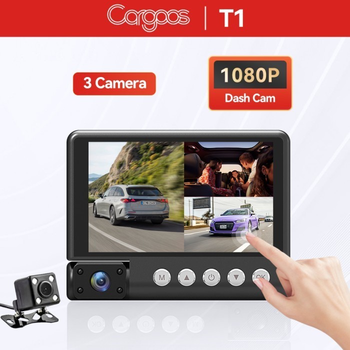 CARGOOS T1 DASHCAM MOBIL 3 KAMERA 1080P FHD NIGHTVISION LOOP RECORDING