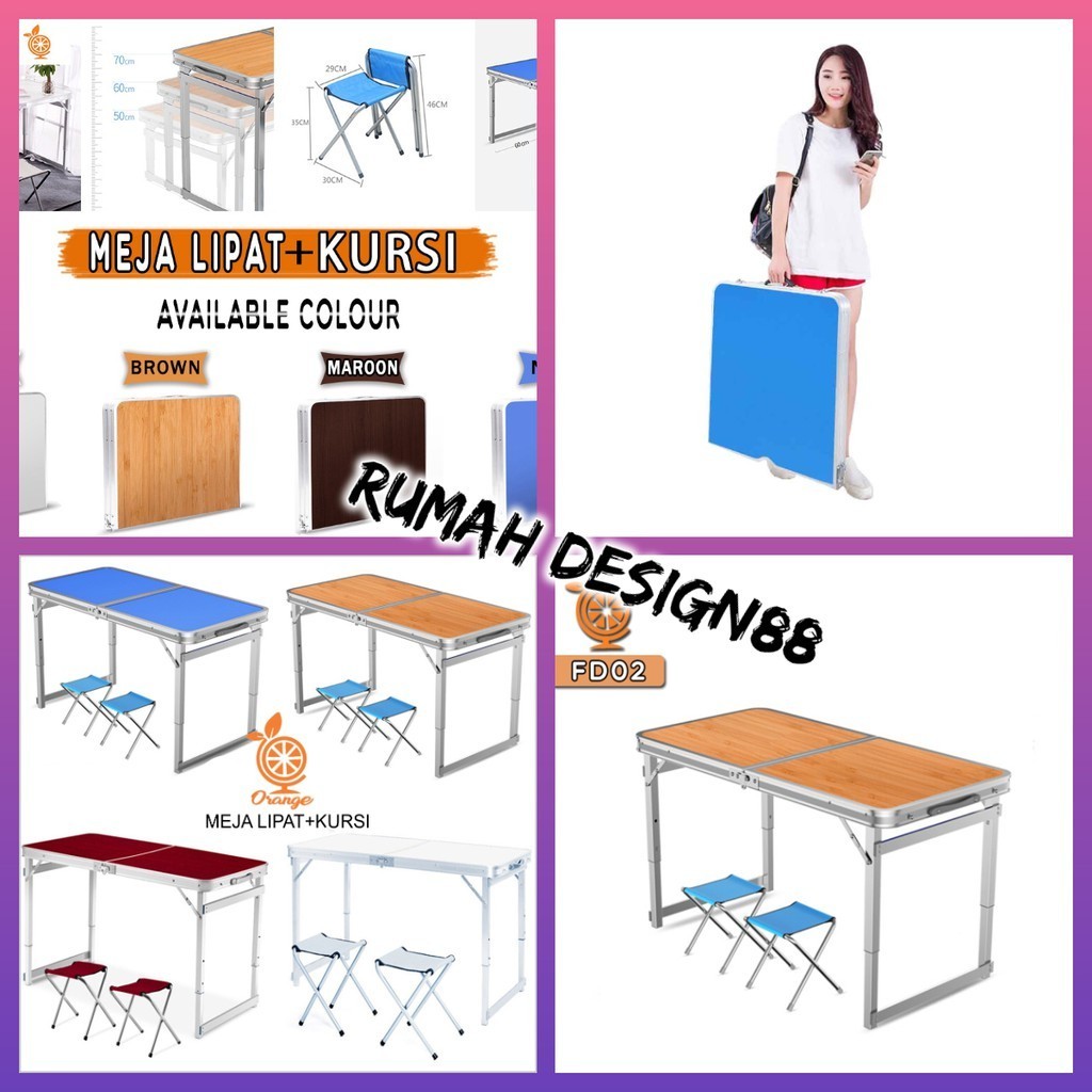 Pr0M0 100% Meja Lipat Hpl Koper Meja Portable Meja Makan Meja Kaki Kotak Serbaguna Meja Makan