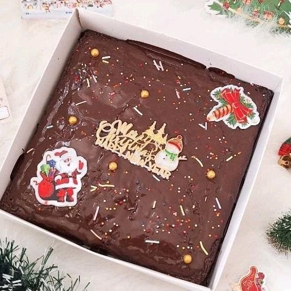 

New Fudgy Brownies Custom Birthday Weding Aniversary Natal Christmas 20X20 25X25 Terlaris