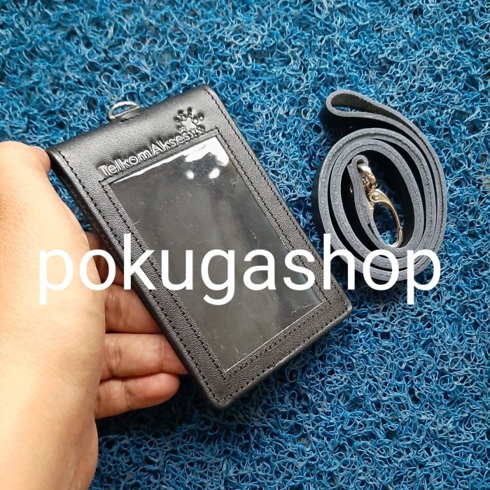 

BARANG TERLARIS nametag kulit logo telkom akses double fungsi kulit asli warna hitam