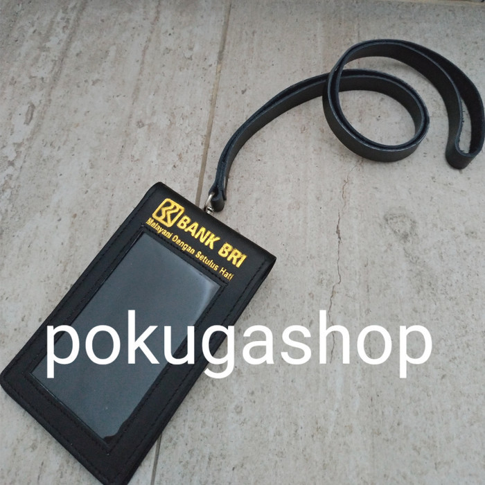 

BARANG TERLARIS nametag kulit bri gold+tali kulit /id card holder kulit/name tag kulit