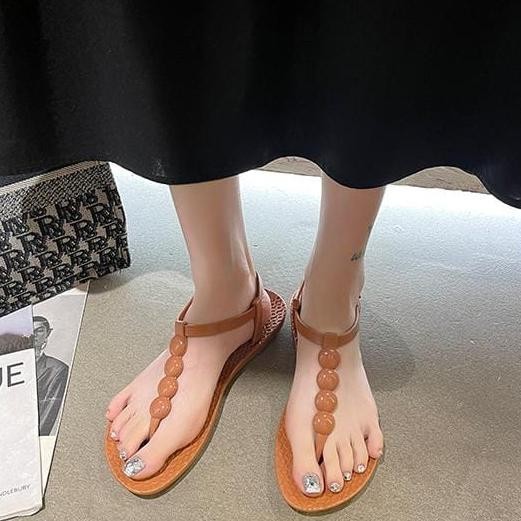 TG1840 SANDAL FLAT JEPIT WANITA  SANDAL SLIP ON BOHEMIAN KOREAN STYLE LARIS