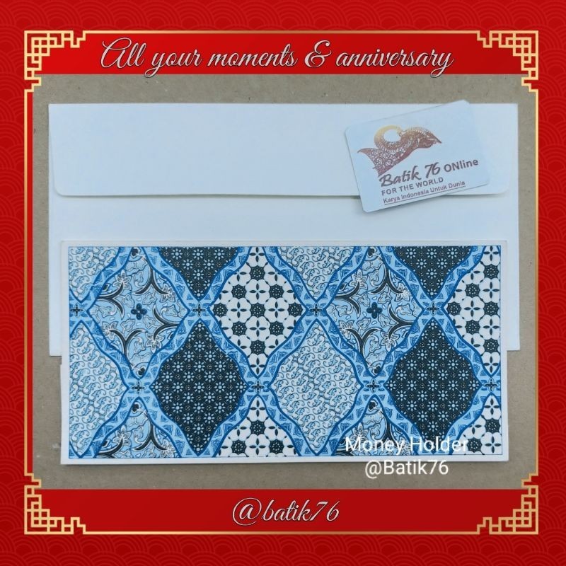 

Angpao Kartu Money Holder Batik 76 Handmade Tempat Duit Cek Giro Voucher ATM KartuKredit Motif Sidoluhur Biru