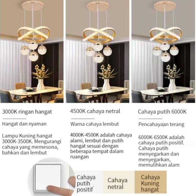 Furnibest Lampu Gantung Kristal Lampu Plafon Minimalis