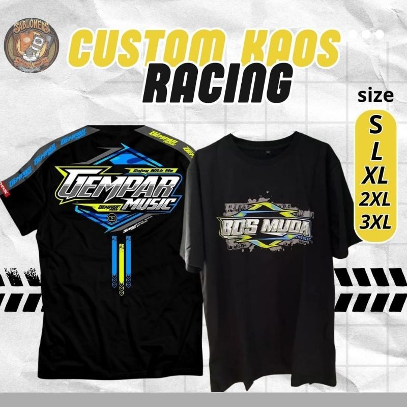 Custom Sablon Kaos Racing Bebas Desain Combed 30s Kaos balapan custom
