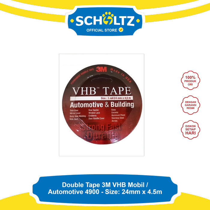 

JUAL Double Tape 3M VHB Mobil / Automotive 4900 - Size: 24mm x 4.5m