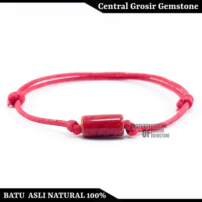 GELANG TALI MERAH BATU MARJAN NATURAL RED CORAL ASLI KARANG LAUT