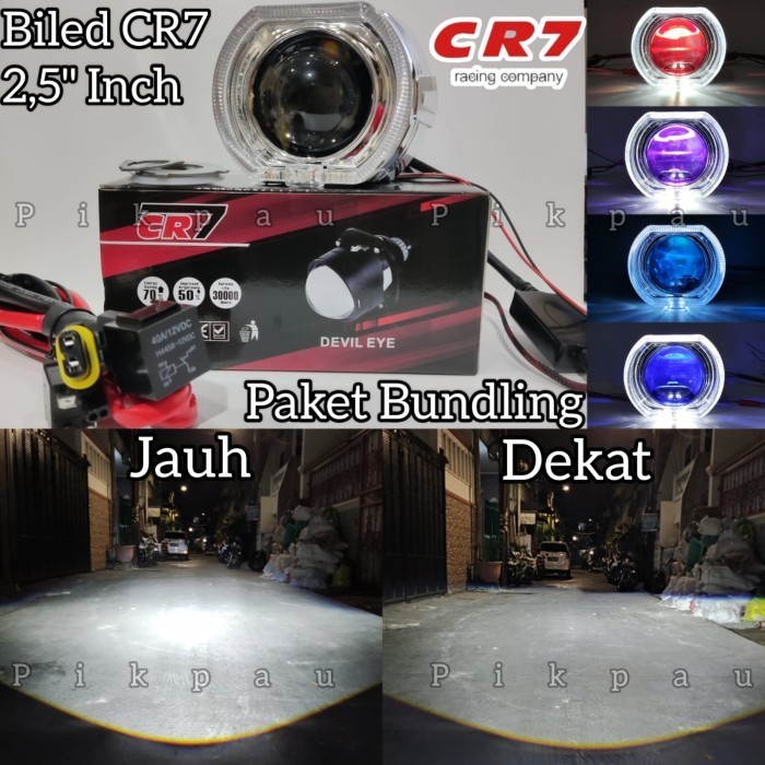 Paket Biled Murah - Lampu Biled CR7 Original+Shroud2,5Inch+Kabel Relay