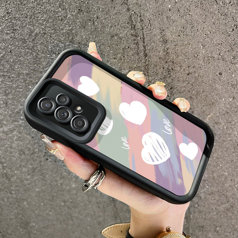 Casing Hp Samsung Galaxy A52 4G A52 5G A52s 5G Case Warna hati merah muda dan ungu lucu Casing HP le