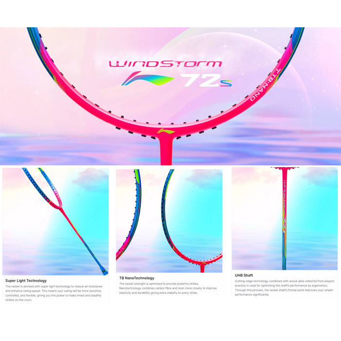 New Raket Badminton Lining Windstorm 72 S / 72S / Ws72S Navy Orange